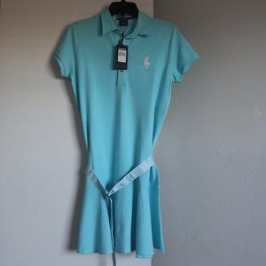 Ralph Lauren Big Pony Polo Dress M Shirtdress Golf Tennis Blue Cotton New